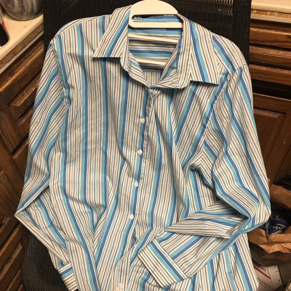 Foxcroft Stripe Wrinkle Free Shirt- 491 $30 or $25 w/offer